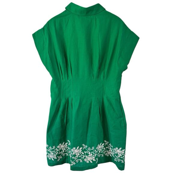 NWT Tuckernuck Garden Green Embroidered Cotton Linen Callie Mini Dress Large - Picture 5 of 10